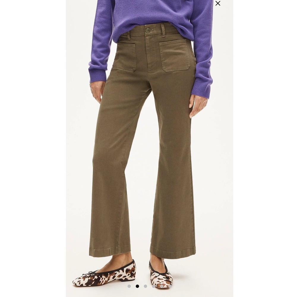 J.Crew‎ Charley Kick Out Crop High Rise Wide Leg Pants Olive Green Size  26 NWOT